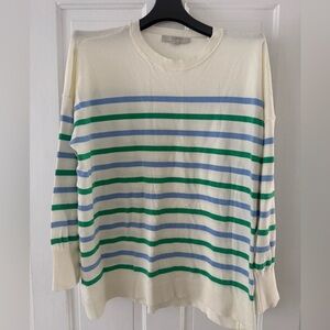 LOFT Women’s Striped Crewneck Tunic Sweater - Cream